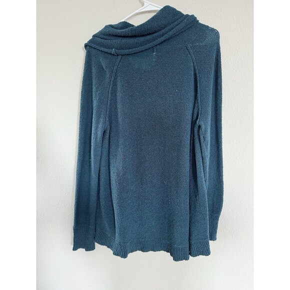 Free People Sweater Women's Medium Blue Knit Cowl Neck Long Sleeve Cotton Blend - Picture 2 of 6